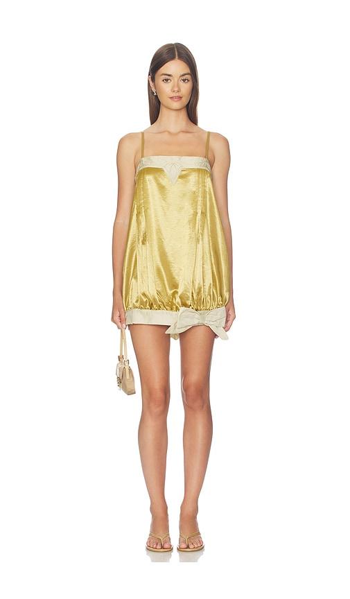niihai satin bow dress in metallic gold. - size l (also in m)