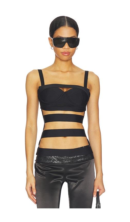niihai sneak bandage top in black. - size l (also in xs, s, m, xl)