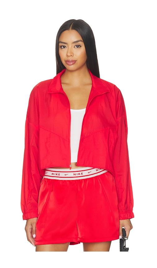 nike women's lightweight ripstop jacket in red. - size l (also in xs, s, m)