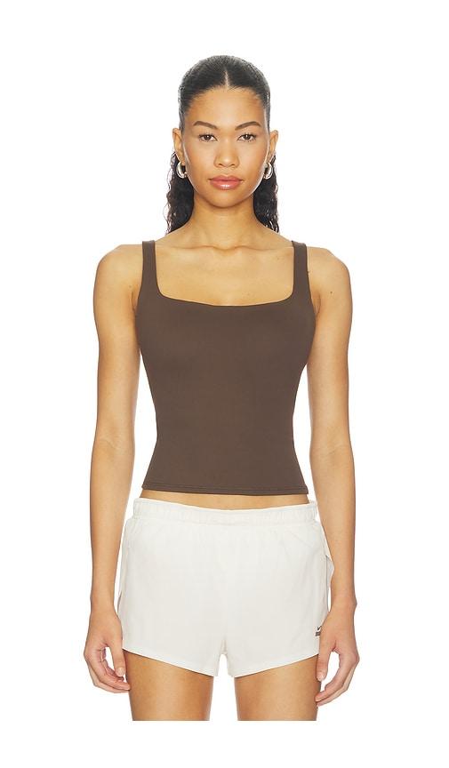 nikeskims matte square neck tank in brown. - size s (also in xxs, xs, xl)