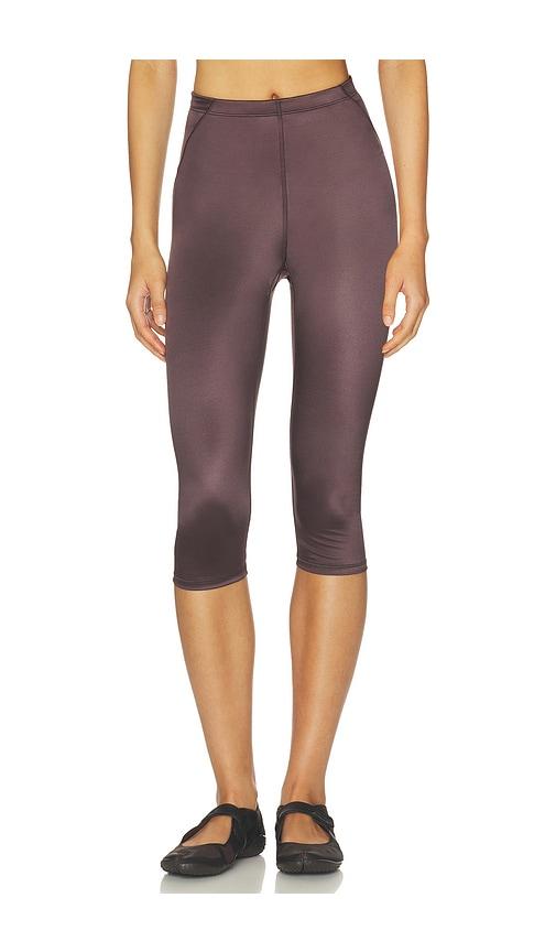 nikeskims shine drawcord 17 inch crop leggings in brown. - size l (also in s, xl, xxs, xs, m)
