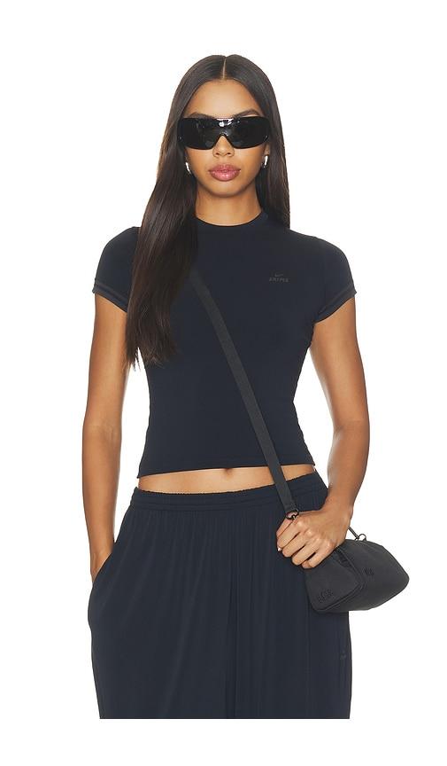 nikeskims stretch knit crop crew in black. - size l (also in xs, s, m, xl)