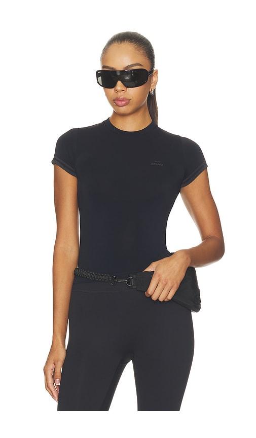 nikeskims stretch knit crop crew in black. - size s (also in xs)