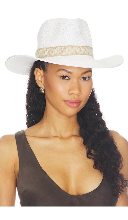 nikki beach camryn fedora hat in white.