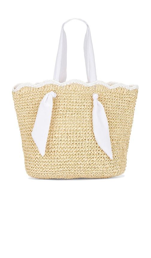 nikki beach capri tote bag in beige.