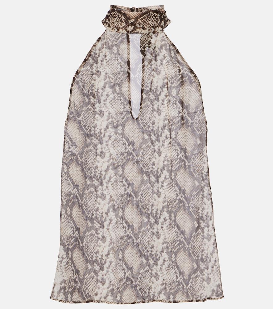 nili lotan alla snake-print halterneck silk top
