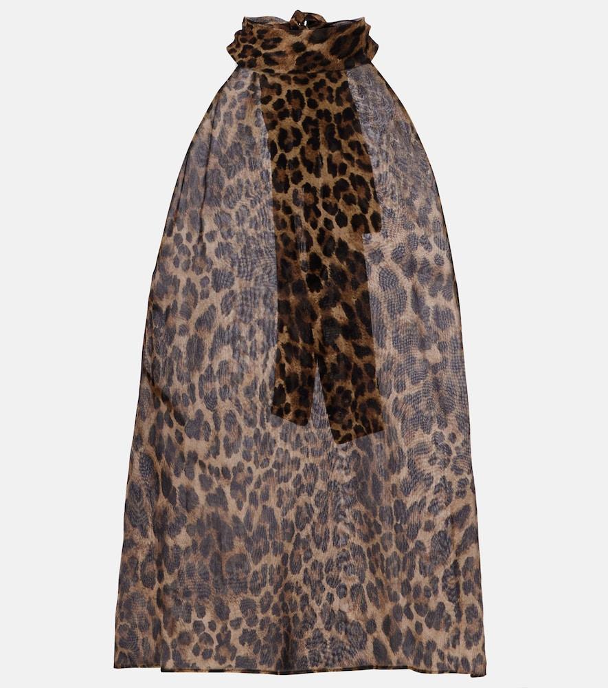 nili lotan alla tie-neck leopard-print silk top