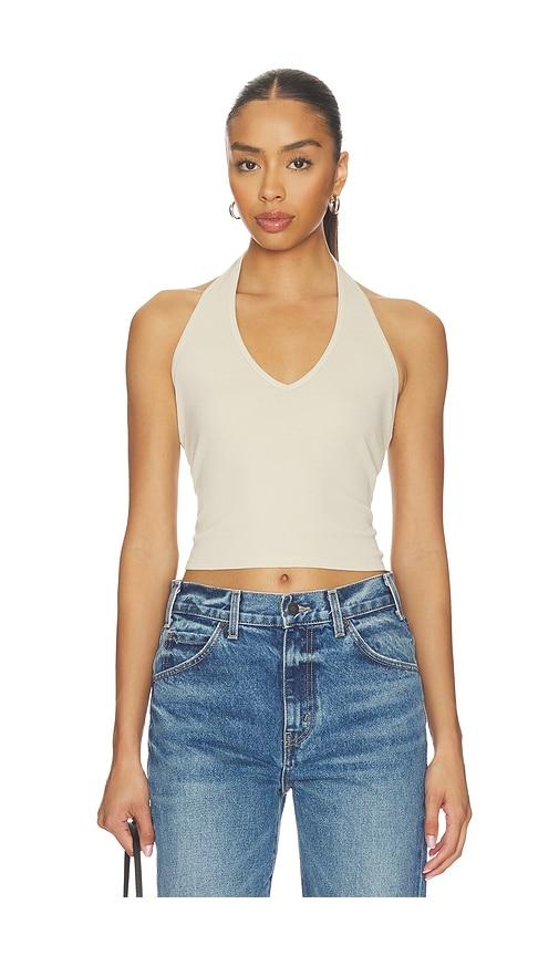 nili lotan britt halter top in beige. - size l (also in s, m)