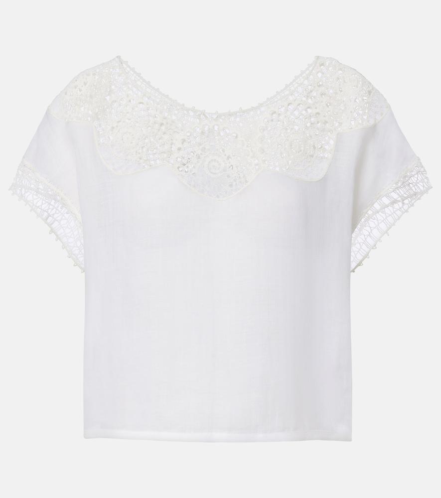 nili lotan caila crochet-trimmed ramie top