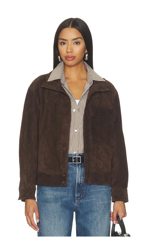 nili lotan cirque suede jacket in chocolate. - size l (also in xs, s, m)
