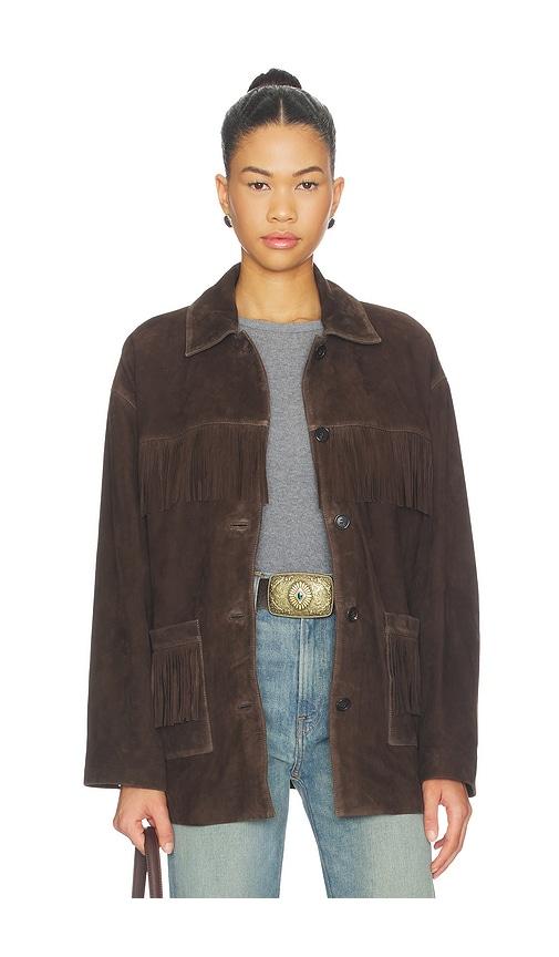 nili lotan foudre fringes suede jacket in brown. - size l (also in s)