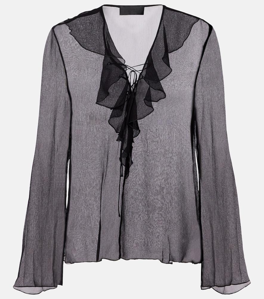 nili lotan gisella ruffled silk chiffon blouse