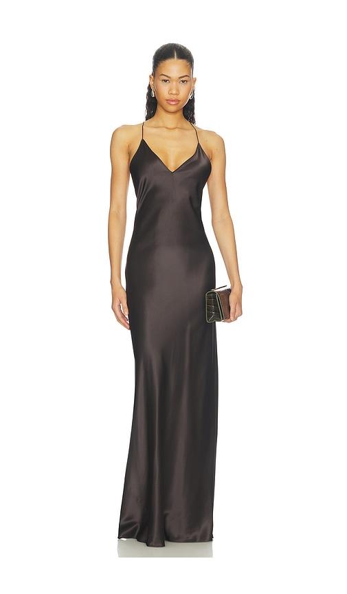 nili lotan ira gown in chocolate. - size m (also in s, xs)