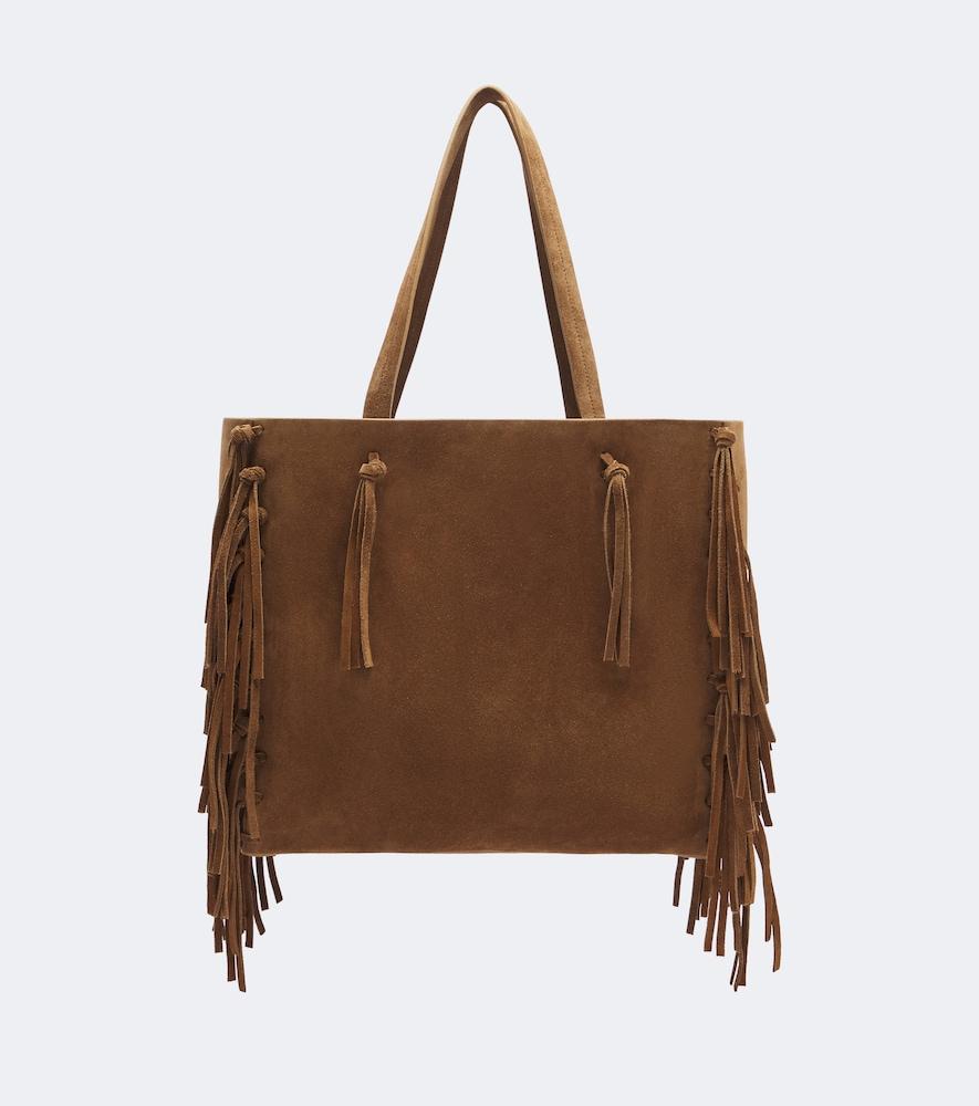 nili lotan joni fringed suede tote bag