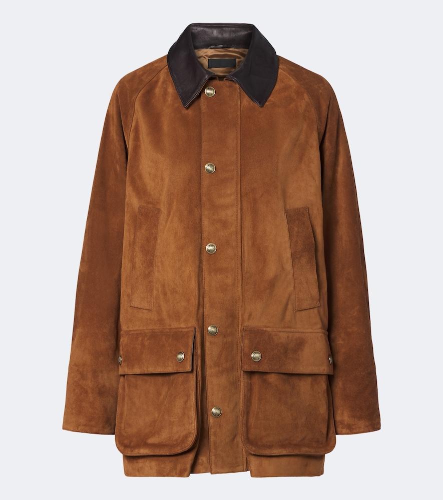 nili lotan kedem leather-trimmed suede jacket