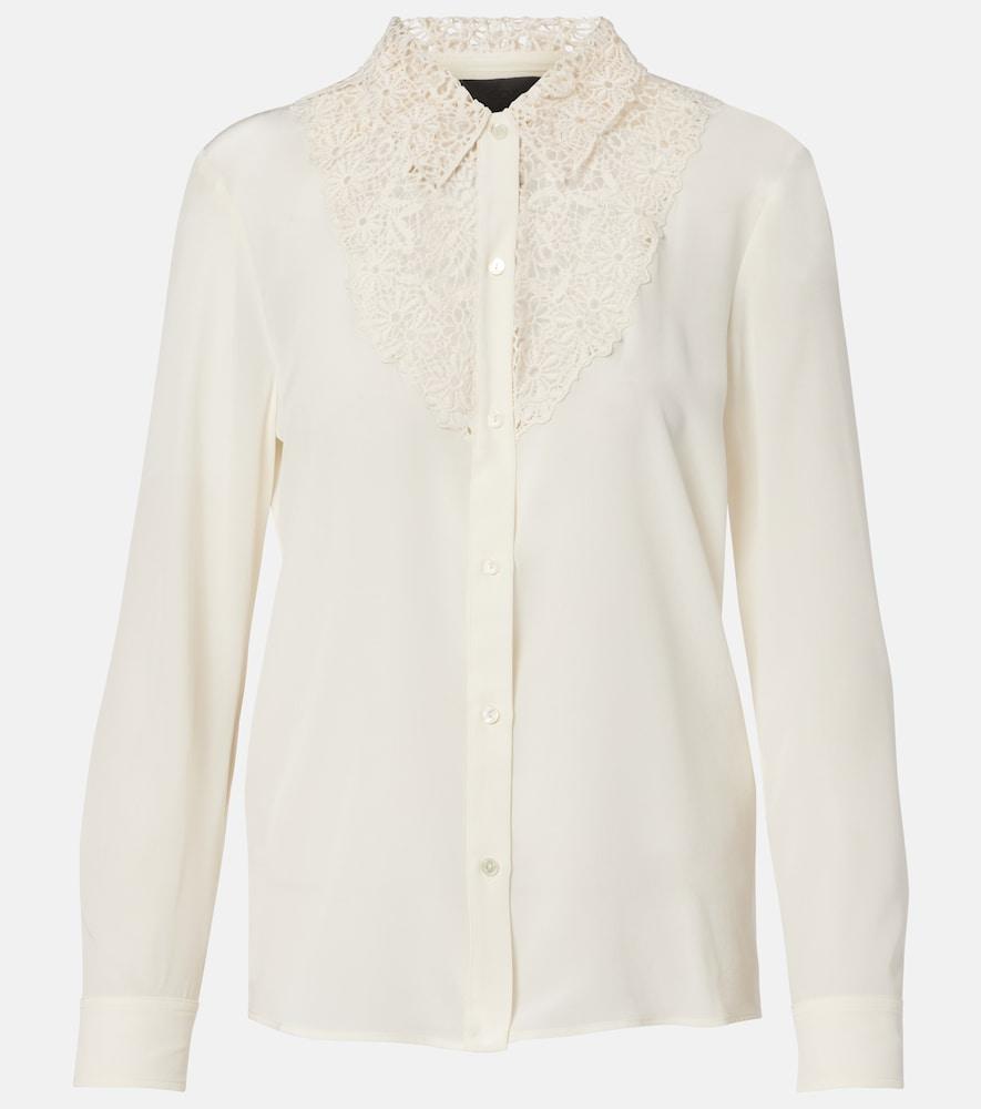 nili lotan lace-trimmed silk shirt
