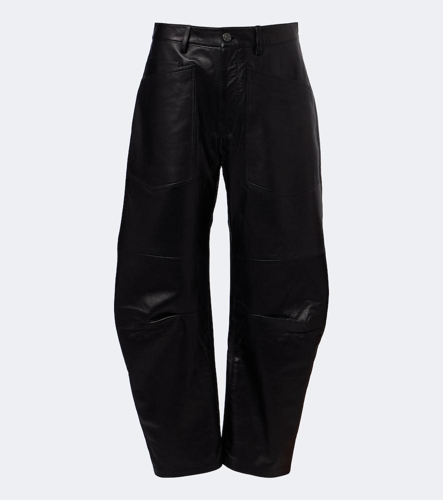 nili lotan leather barrel-leg pants
