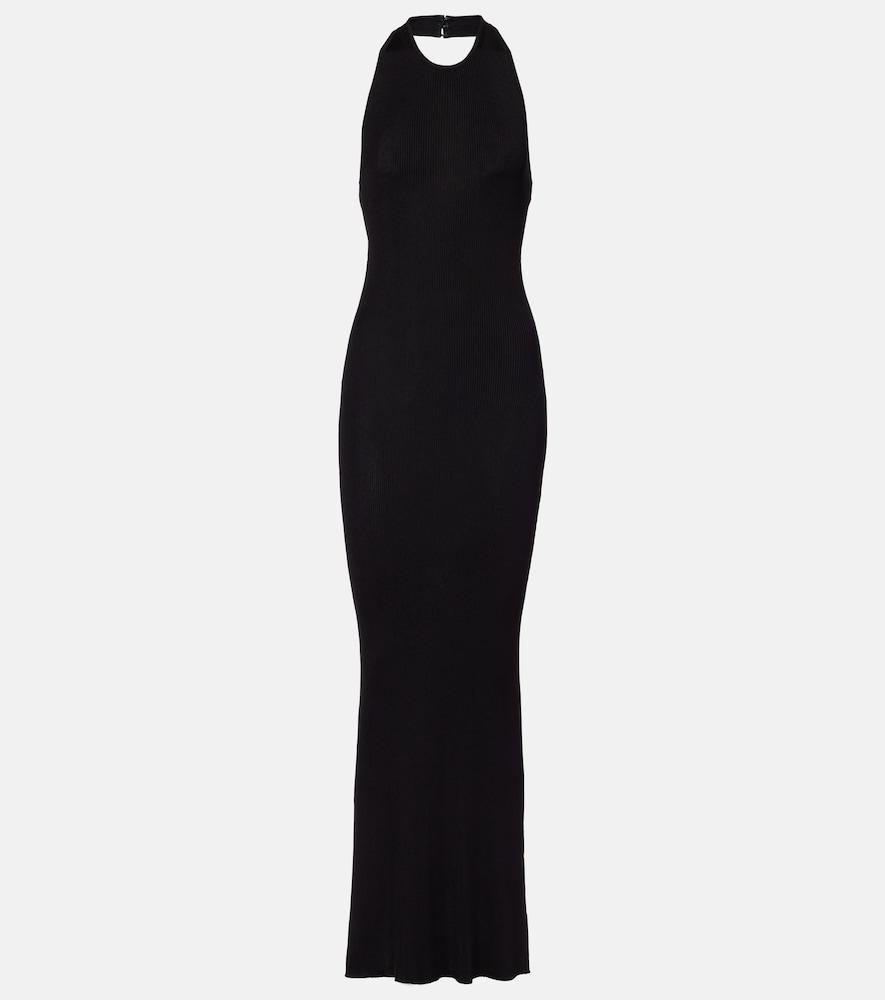 nili lotan ribbed-knit halterneck maxi dress