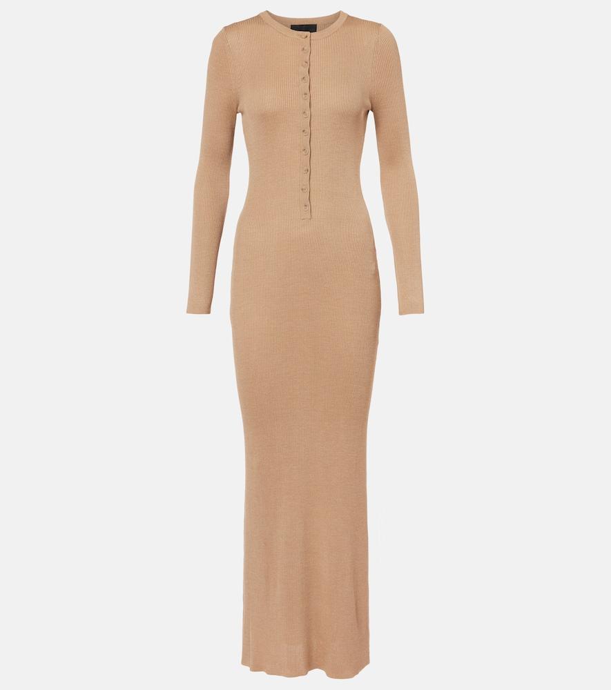 nili lotan ribbed-knit silk maxi dress