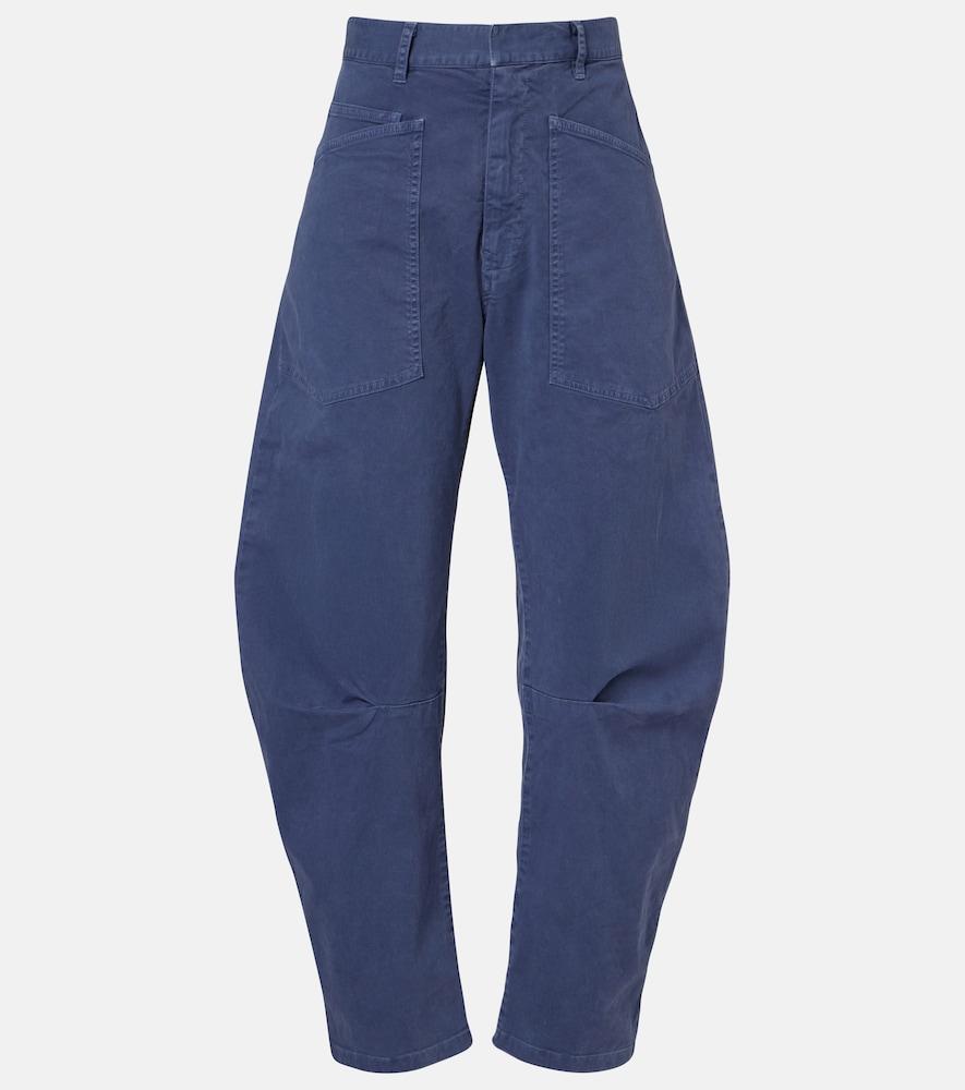 nili lotan shon cotton barrel-leg pants