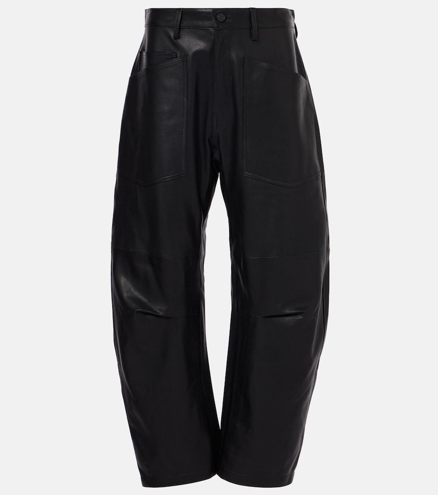 nili lotan shon leather barrel-leg pants