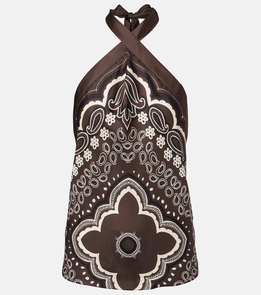 nili lotan solal printed halterneck silk top