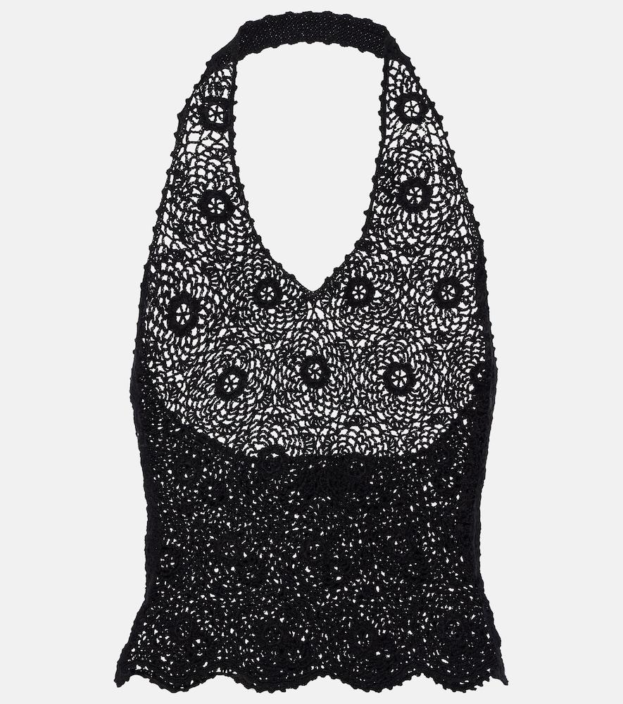nili lotan ventura crochet halterneck cotton top