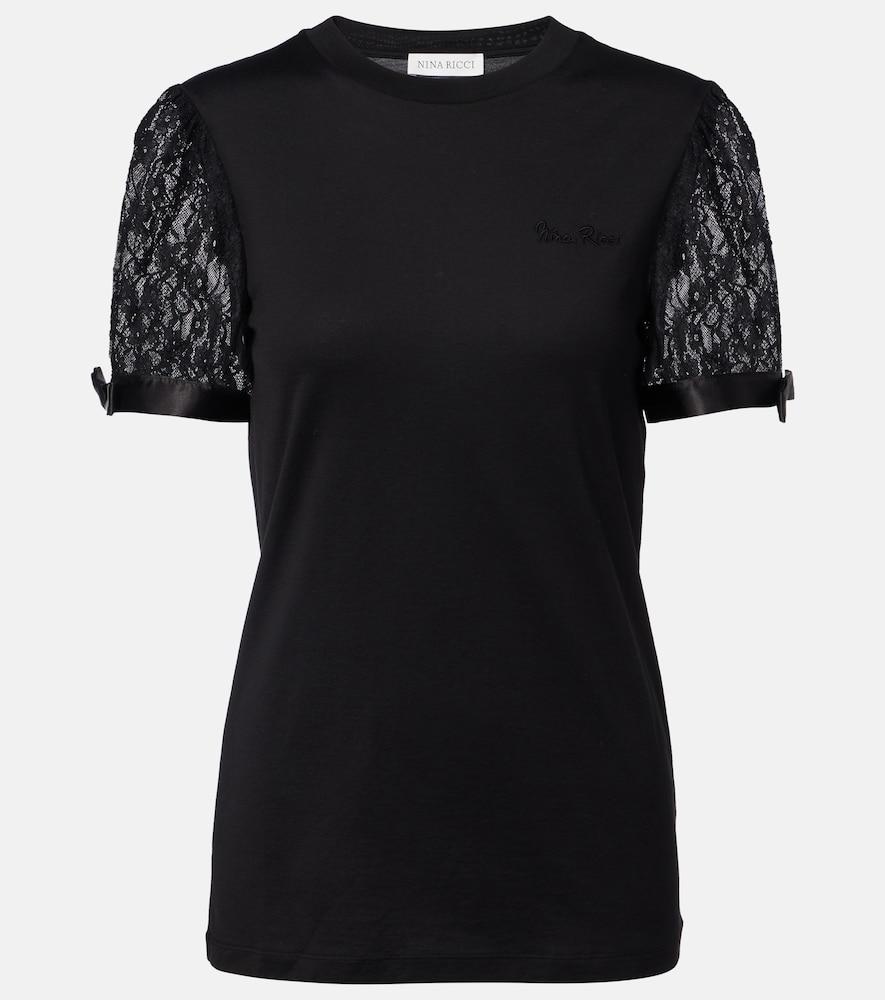 nina ricci lace-trimmed cotton jersey t-shirt