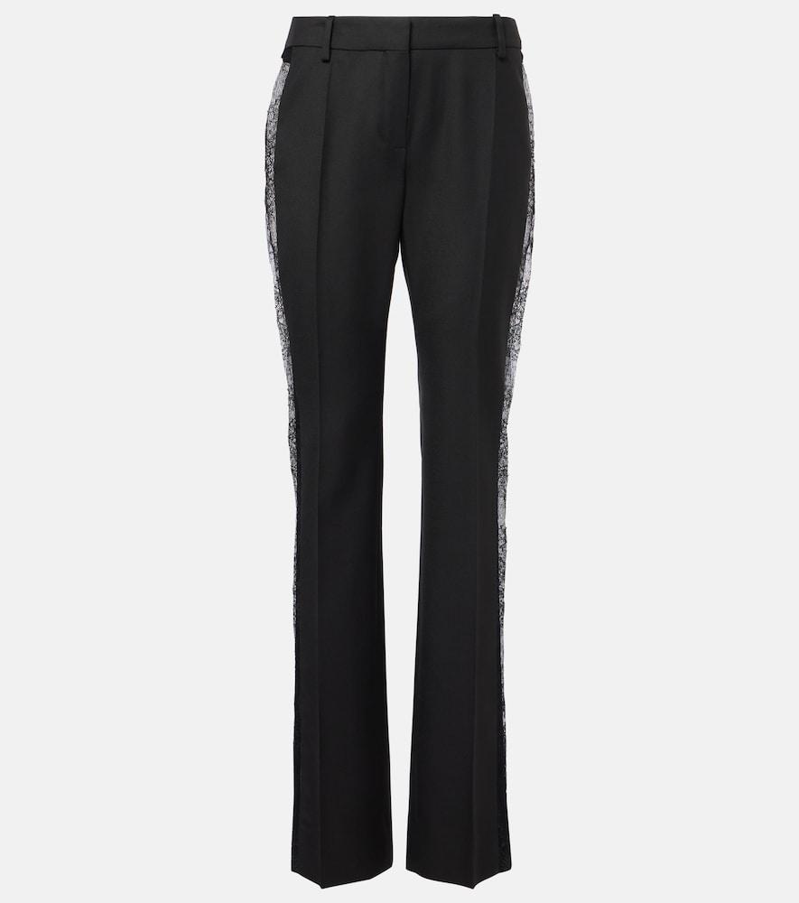 nina ricci lace-trimmed wool straight pants