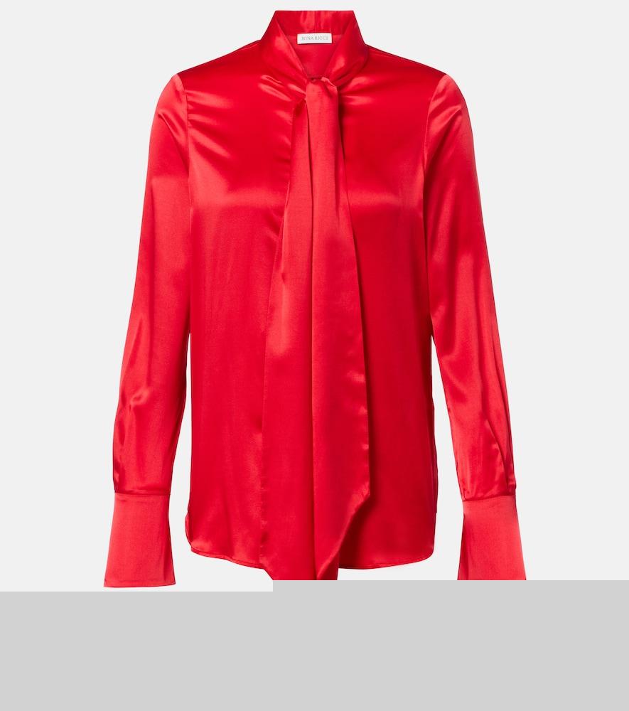 nina ricci lavalliere silk crêpe de chine shirt