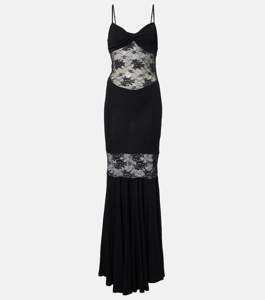 nina ricci paneled lace gown