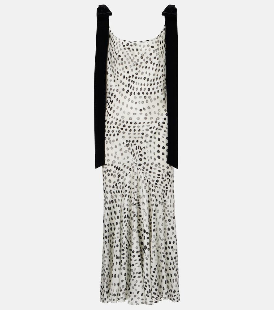 nina ricci polka-dot satin midi dress