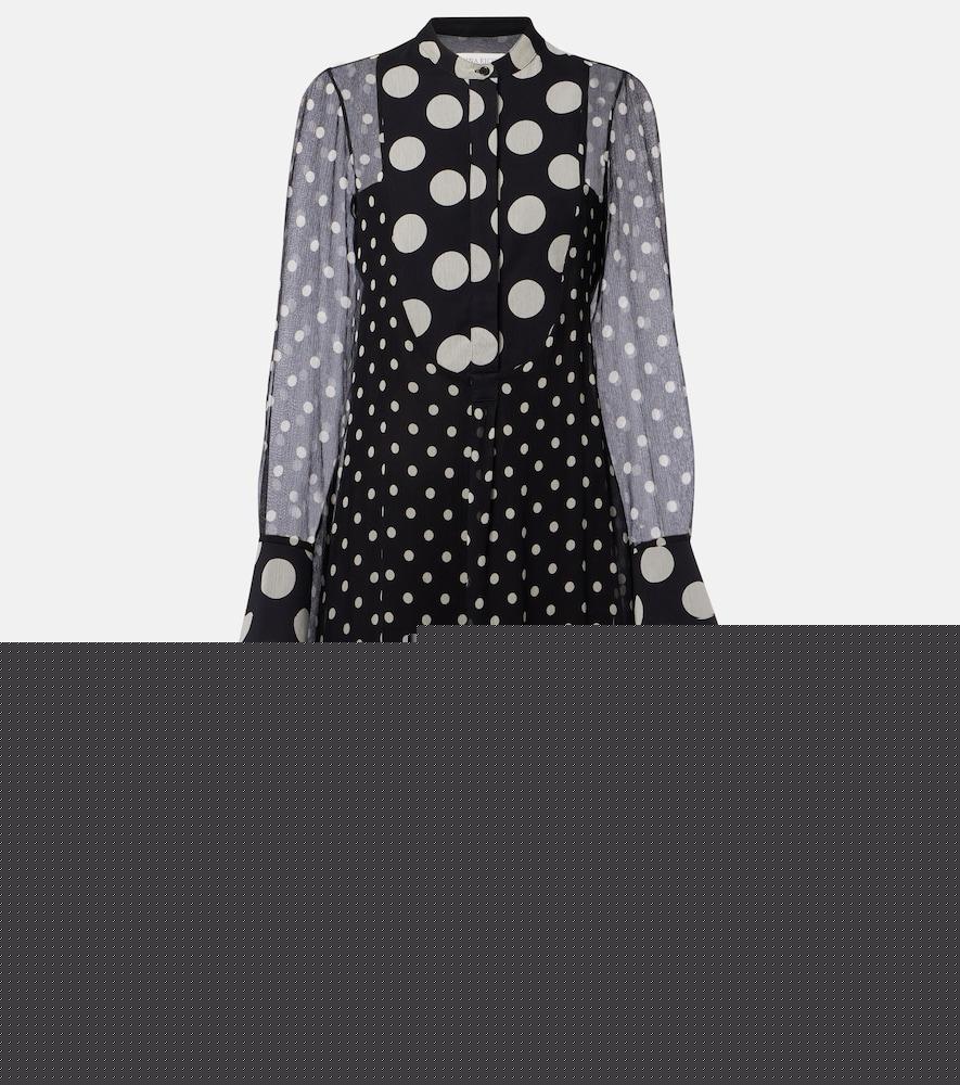 nina ricci polka-dot semi-sheer silk midi dress