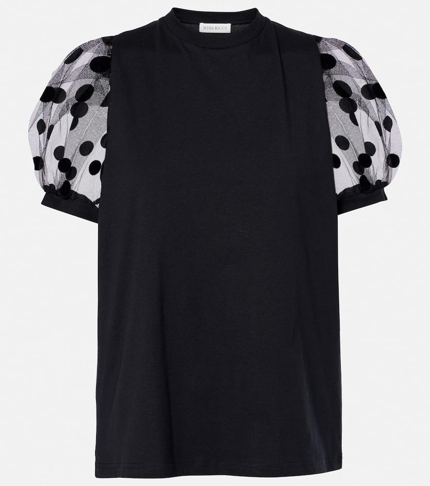 nina ricci polka dot tulle and jersey t-shirt