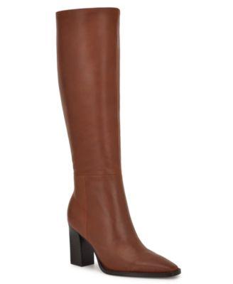 nine west womens zazz tall leather dress boots regular wide calf