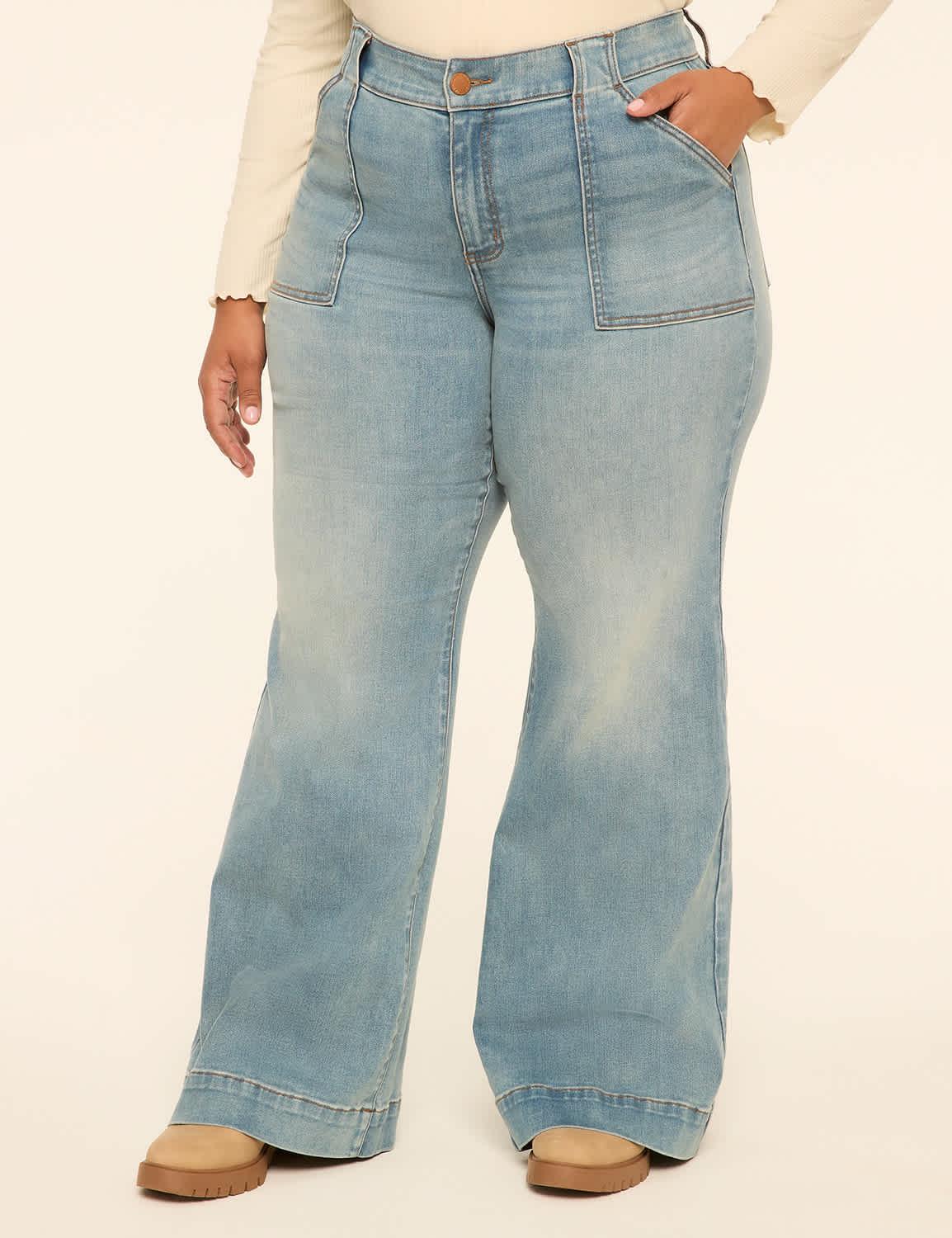 no-gap curvy fit high-rise flare jean