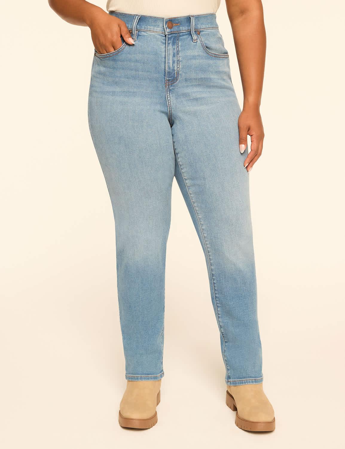 no-gap curvy fit high-rise straight leg jean