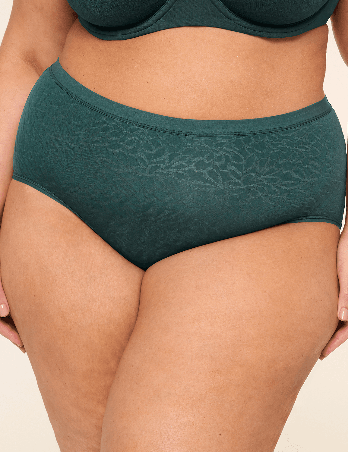 no-show full brief panty with textured lace