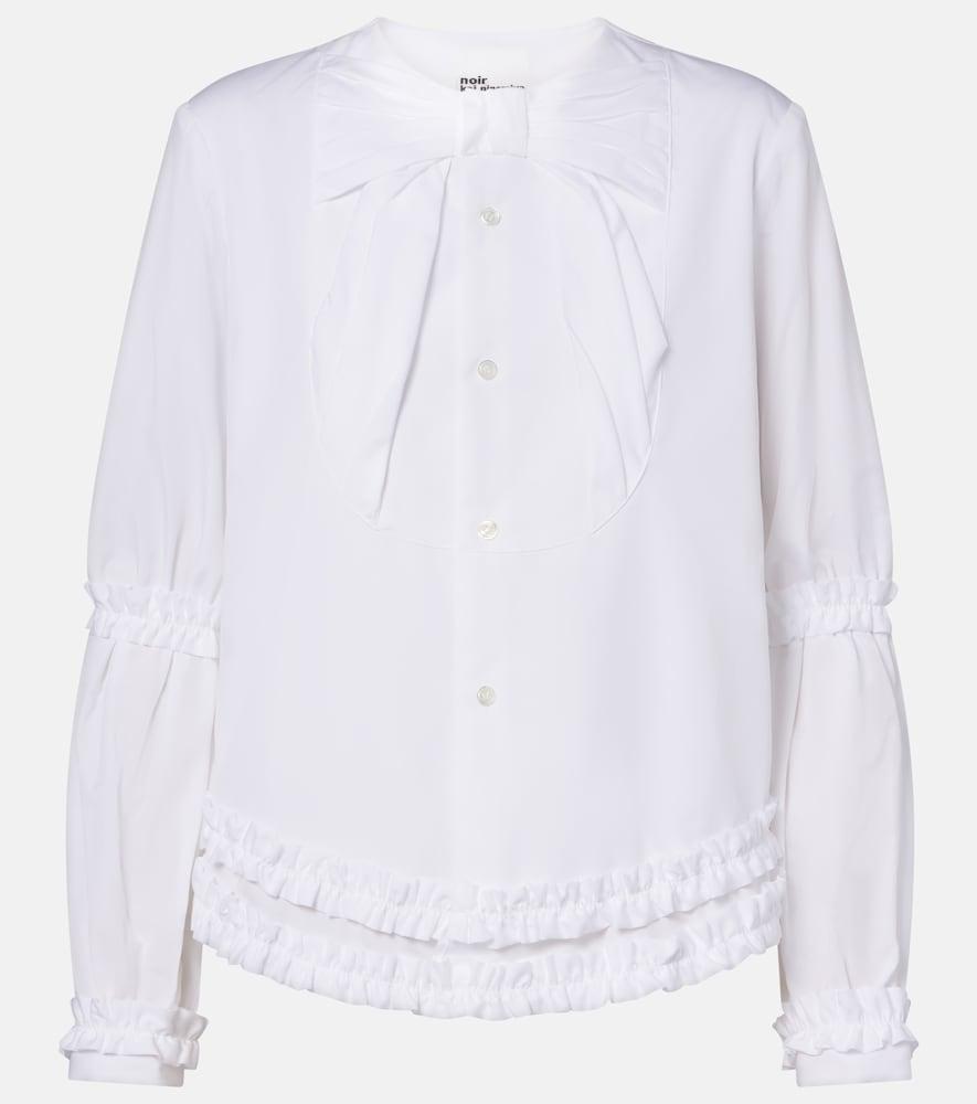 noir kei ninomiya bow-detail ruffled cotton poplin shirt