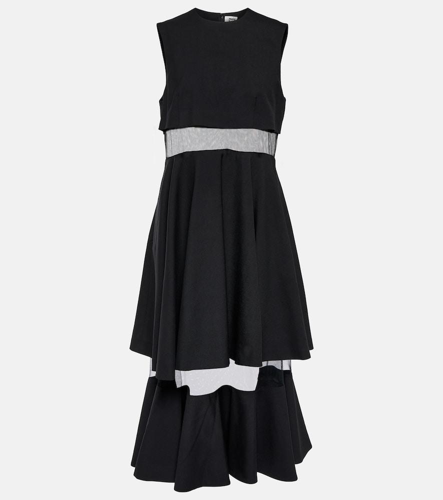 noir kei ninomiya mesh-trimmed wool midi dress