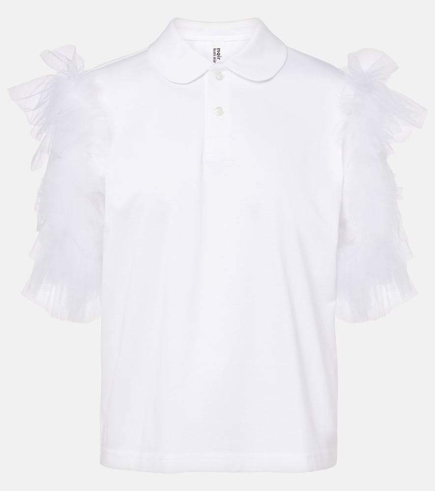 noir kei ninomiya tulle-trimmed cotton polo shirt