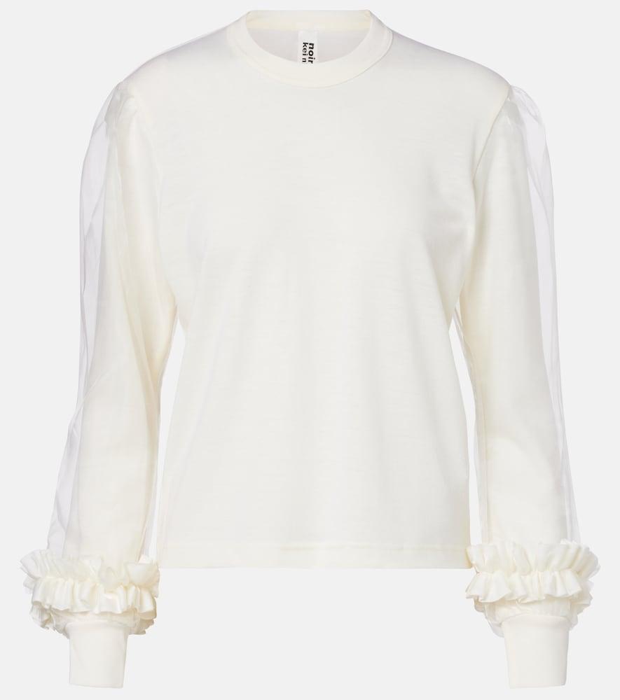 noir kei ninomiya tulle-trimmed wool sweater