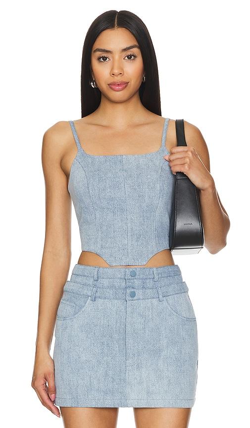 nonchalant label bea crop top in denim-light. - size xl (also in l)