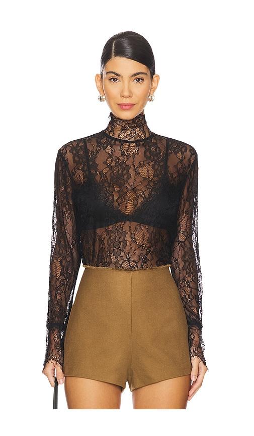 nonchalant label mary lace top in black. - size m (also in xs, s)