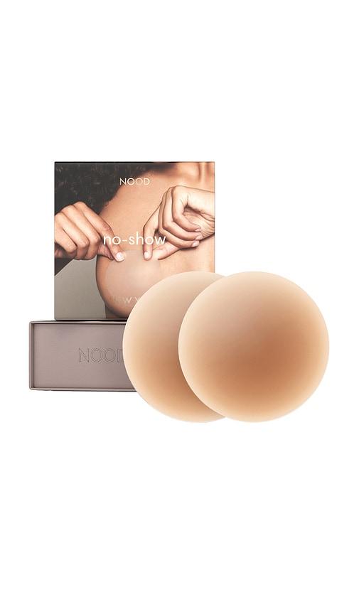 nood no-show reusable round nipple covers 3 inch in tan.