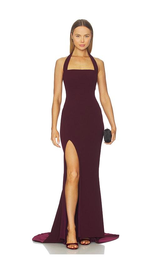 nookie boulevard gown in wine. - size l (also in xs, s, m, xl)