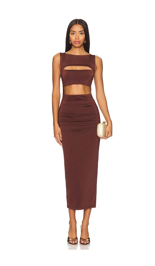 nookie enigma midi dress in chocolate. - size s (also in xl)