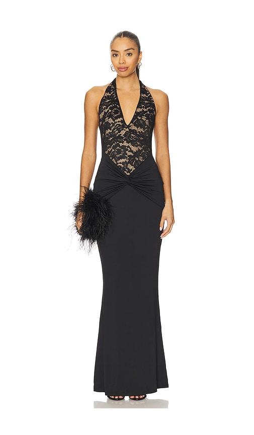 nookie lennox halter gown in black. - size s (also in xs)