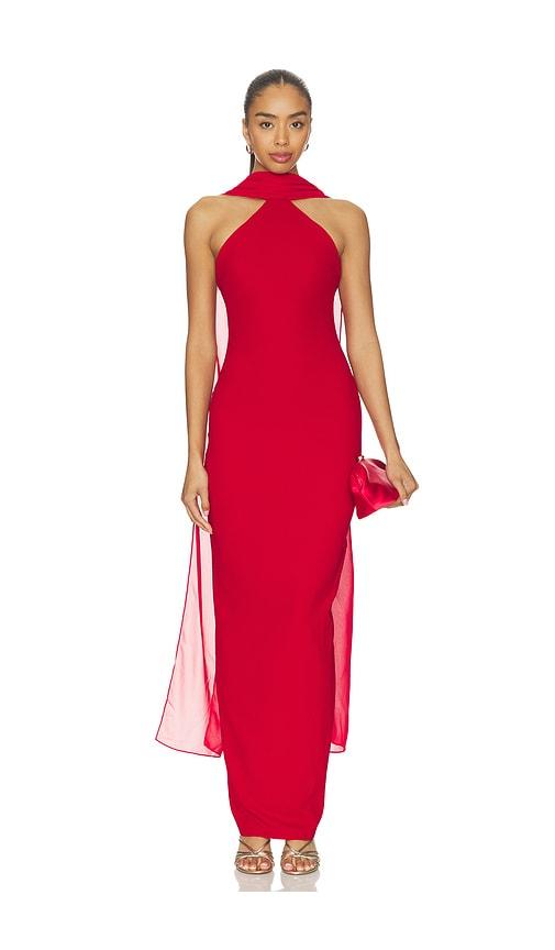 nookie martini high neck gown in red. - size s (also in xs, xl)