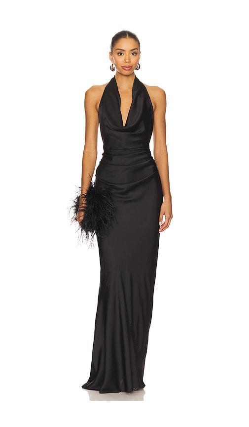 nookie penelope drape gown in black. - size s (also in xs)